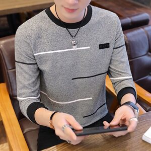 W203-男士圆领长袖t恤衫 潮男韩版修身打底衫卫衣秋外套男图片
