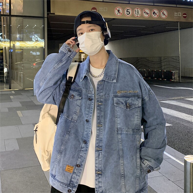 得物二开牛仔外套复古痞帅工装休闲夹克百搭翻领上衣JK1216-P68,男装工装外套,星座1103-3