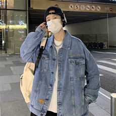得物二开牛仔外套复古痞帅工装休闲夹克百搭翻领上衣JK1216-P68，男装工装外套，星座1103-3
