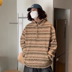 B12-P61 2025新款秋冬毛呢连帽卫衣男女日系潮牌宽松休闲图片