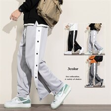 2021秋季新白墙日系大码男九分秒脱排扣拼接休闲裤卫裤K2100P45，男装休闲裤，电商A001