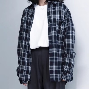 日系复古cityboy格子衬衫男长袖春秋款宽松情侣休闲外套LC655-p40图片
