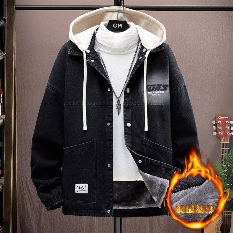1506-1/M9321/P70牛仔外套男冬季加绒加厚潮牌宽松休闲夹克棉服,男装工装外套,星座1506-1