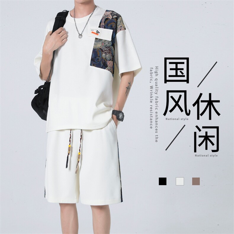 ！直播高品质！2023夏季男士风短袖T恤套装TZH245特P45图片