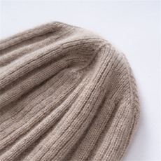 2025年春季新款抽条卷边针织羊绒帽时尚休闲通勤百搭，帽子，思琳羊绒