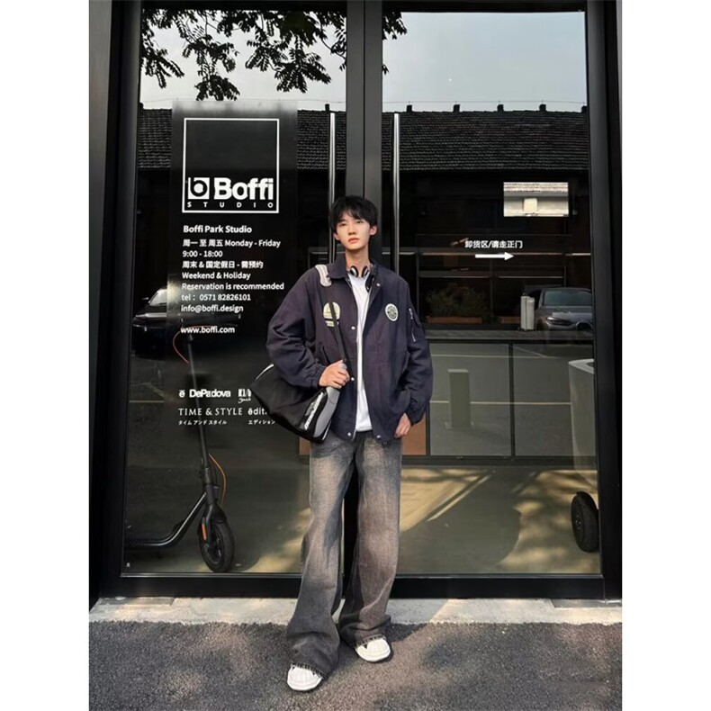 轰炸机美式高端男女情侣复古时尚潮流刺绣棒球领飞行员夹克外套春,男装夹克,星座506A