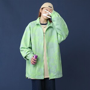 2021春季新中性风蒙马特大码男ins网红夹克扎染翻领外套J6102-P75图片