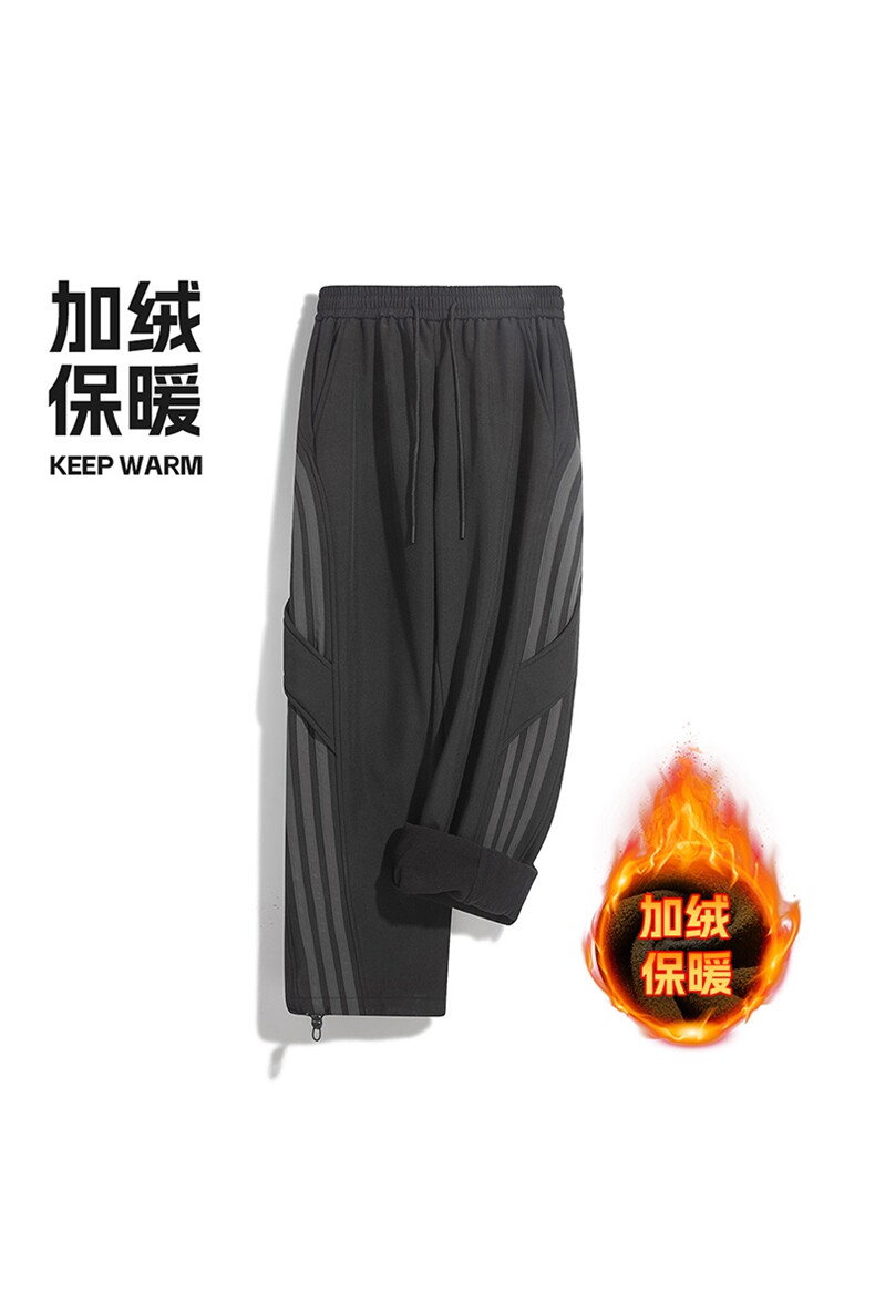 现货宽松纯色直筒垂感拼色条纹加绒休闲裤男DSA157B-K9850R-P55,男装卫衣,电商A157B