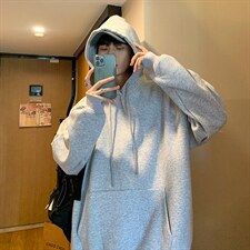 2022年春季新款男士宽松连帽休闲长袖纯色套头卫衣上衣/WY700，男装卫衣，电商D223-1