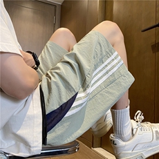 抖音品质夏季新款冰丝条纹宽松休闲五分裤B315-K24186-特p25控48，男装休闲裤，电商B315