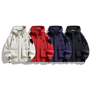 新款硬汉风户外夹克男连帽纯色上衣冲锋衣外套DSA157B-J2527-P65图片