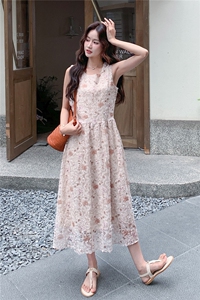 《26夏上新》立体花朵超柔软气质甜美可收腰仙女连衣裙女图片