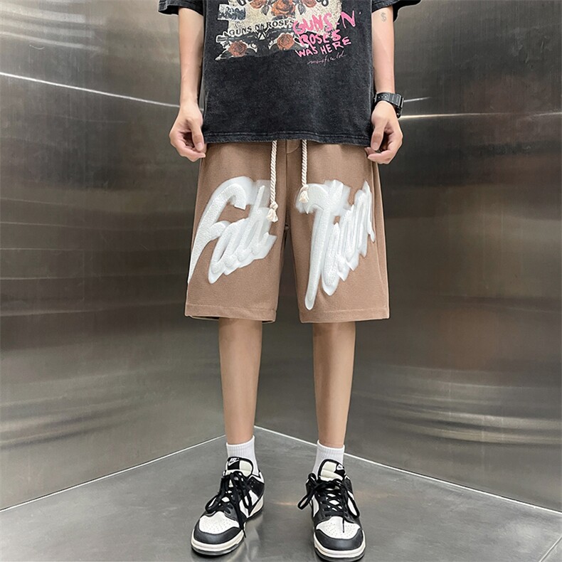 华夫格短裤男运动美式发泡宽松休闲五分中裤HDK234-P25K控38,男装休闲裤,电商B370