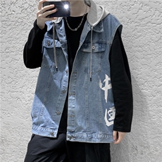 MJ216-p58-限价78M-5XL宽松可脱卸大码牛仔马甲多口袋中性，男装背心/马甲，星座116