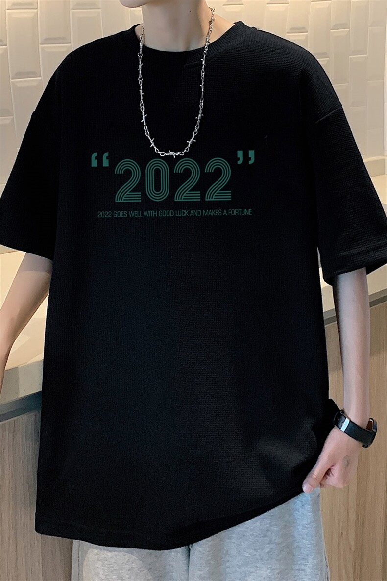 ！2023夏季男士华夫格短袖T恤潮流情侣半袖TXH211P25,男装T恤,电商B220