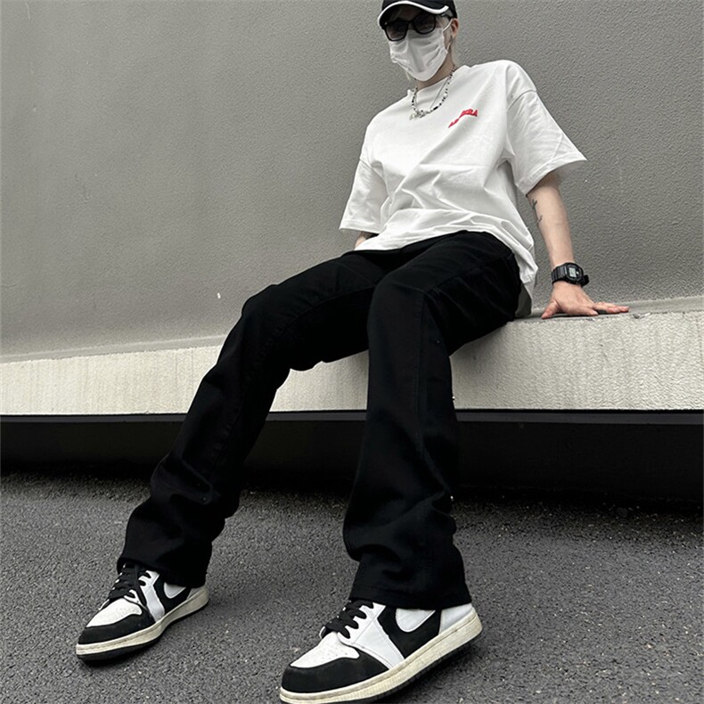 美式高街vibe风牛仔裤男ins潮牌宽松显瘦微喇叭直筒长裤2228-P52,男装牛仔裤,星座1008