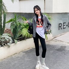 开衫卫衣拉链外套女2024春季新款韩版慵懒风连帽宽松大码外套女，女装短外套，MQ