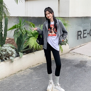 开衫卫衣拉链外套女2024春季新款韩版慵懒风连帽宽松大码外套女图片