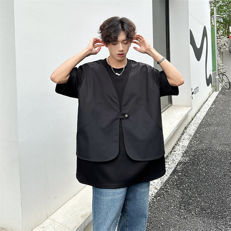 假两件马甲潮男T恤A071-C84-P45,男装T恤,电商A071