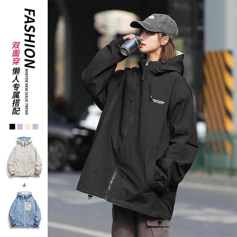 815A-JK92832-P75特美式两面穿外套秋装冲锋衣休闲夹克女中性风，男装夹克，星座815A