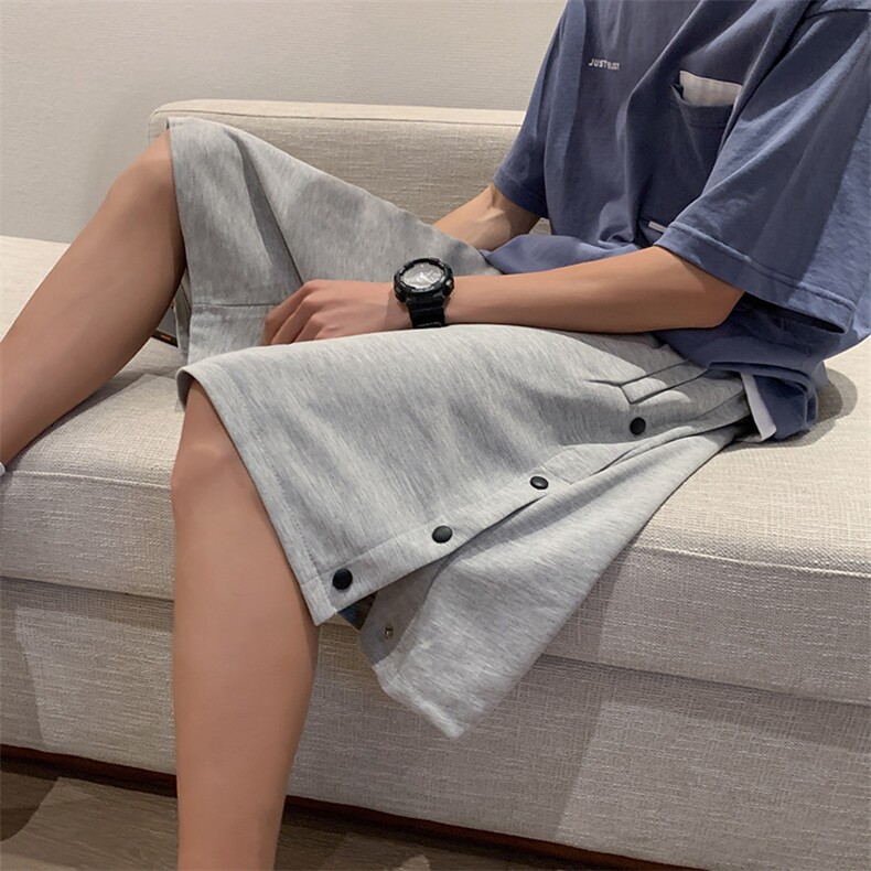 1008-1-6520-p25超火ins排扣裤网红休闲裤开叉高街五分裤短裤潮牌，男装休闲裤，星座1008-1