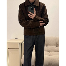 复古短款皮衣男士春季宽松翻领外套韩系潮流夹克J9006，男装皮衣，星座1116A（原606A-3）