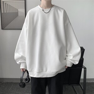华夫格卫衣圆领卫衣男大码长袖t恤男外套 HW76099-P30加绒款-P40图片