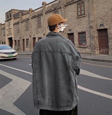 外套男春秋工装牛仔衣夹克2024年新款潮流港风潮牌宽松JK301-p65图片