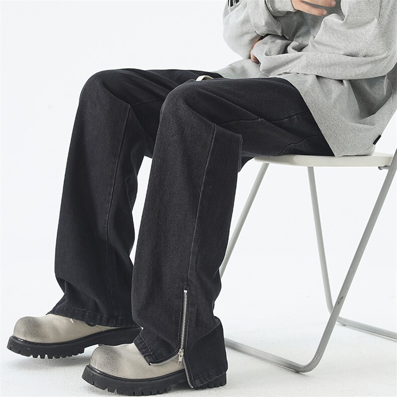 裤脚口侧面带拉链美式复古怀旧百搭高街长裤A158-NZK083-P48,男装休闲裤,电商A158