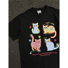 【有货】BK896CC-特P35猫咪刺绣短袖T恤男女情侣款，男装T恤，星座1007（原301D）