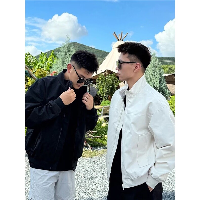美式教练夹克三防立领休闲潮流痞帅复古秋款户外工装飞行百搭外套,男装夹克,星座1210-1