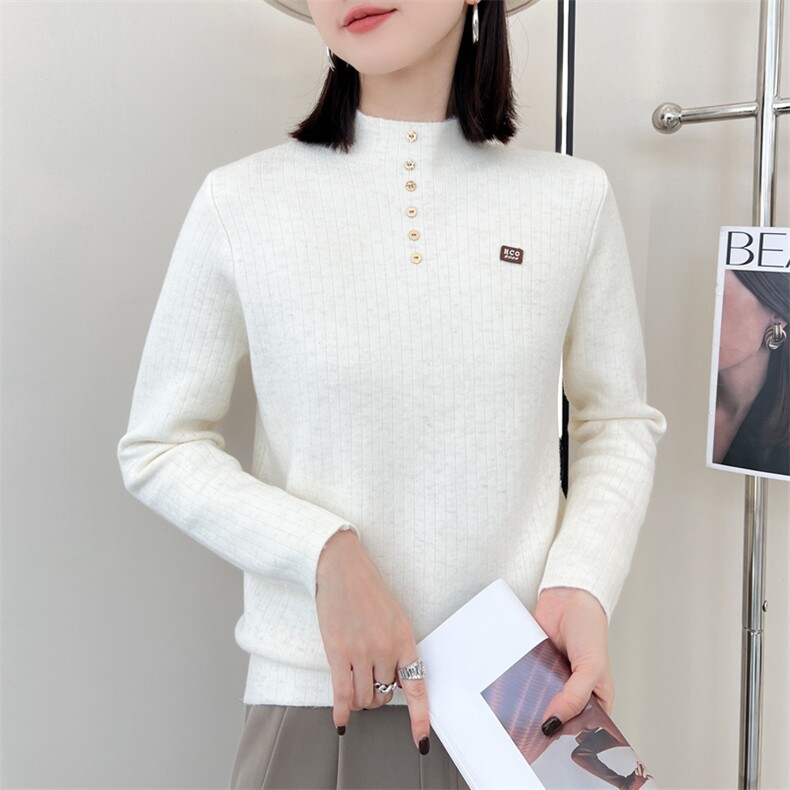 2024秋季新款韩版女装小众设计感半高领毛衣简约舒适图片