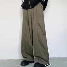 春秋季日系复古纯色工装裤男简约潮牌休闲宽松阔腿直筒裤A627/P58，男装工装外套，星座506
