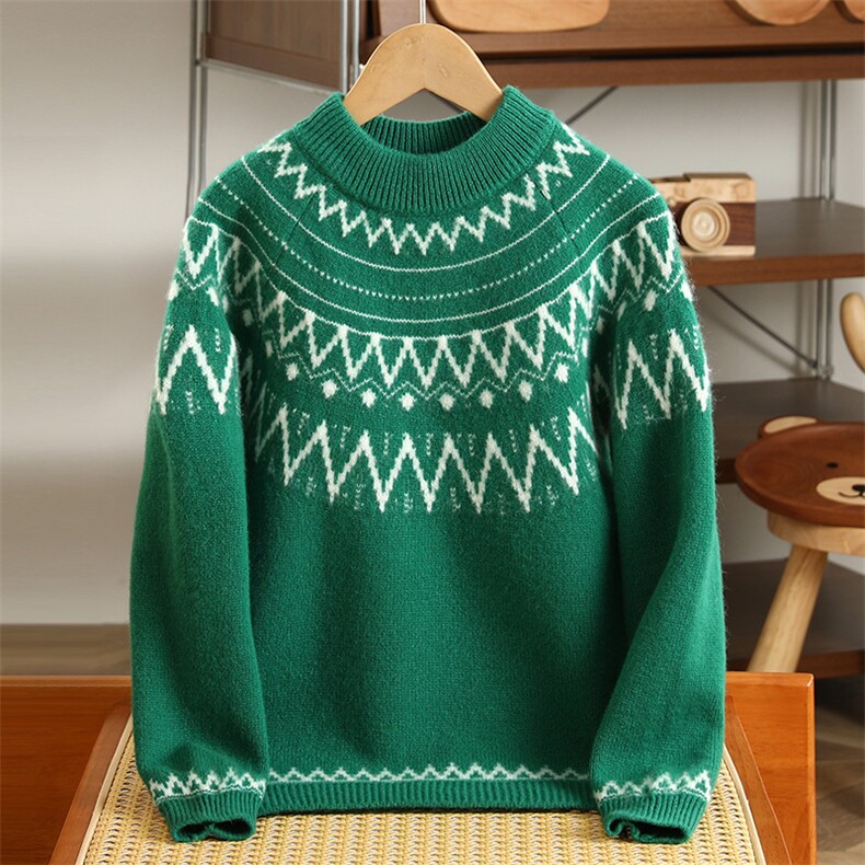 2025时尚百搭通勤简约休闲提花儿童羊毛衫，童装儿童羊毛衫，宏杨羊绒