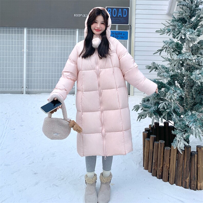 新款90绒粉色长羽绒服2C122-5156-P390-K568,女装羽绒服,2C122