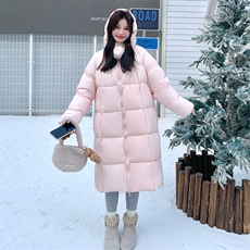 新款90绒粉色长羽绒服2C122-5156-P390-K568，女装羽绒服，2C122