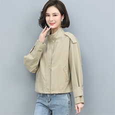 风衣女秋装新款外套洋气大码纯色外套，女装风衣，曼沙奕珂