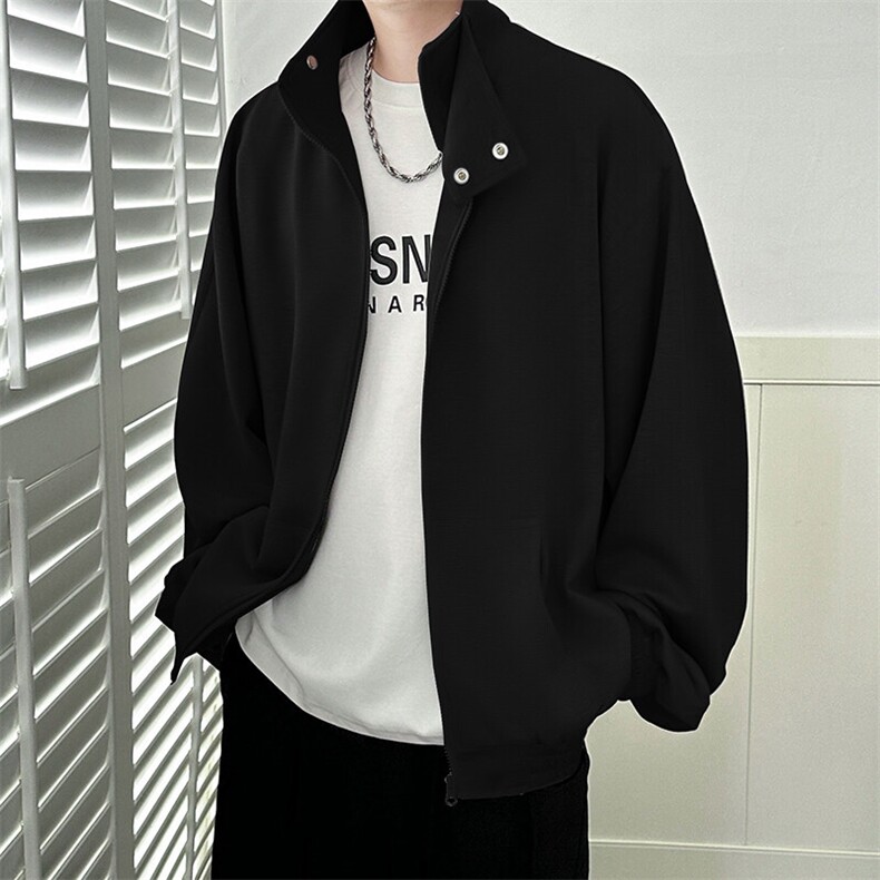 现货-秋季立领开衫卫衣男时尚运动外套潮牌宽松上衣-AJ23054-P88,男装夹克,电商A351