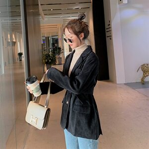 31号出货！2020春秋高品质灯芯绒收腰小西装165A-2001图片