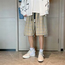 短裤男休闲薄款夏季韩版潮牌格子五分裤ins潮流宽松复古D67-P28,男装休闲裤,星座1008