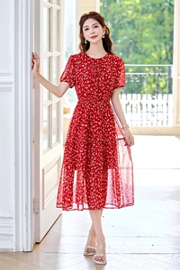 真丝桑蚕丝连衣裙女新款夏季印花高级贵夫人妈妈大牌气质衬衫裙子图片