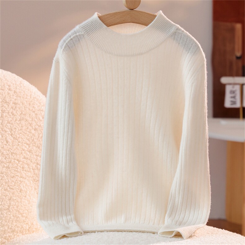 2025年秋季新款半高领款抽条针织羊毛衫舒适休闲百搭，童装儿童羊毛衫，群鹿羊绒