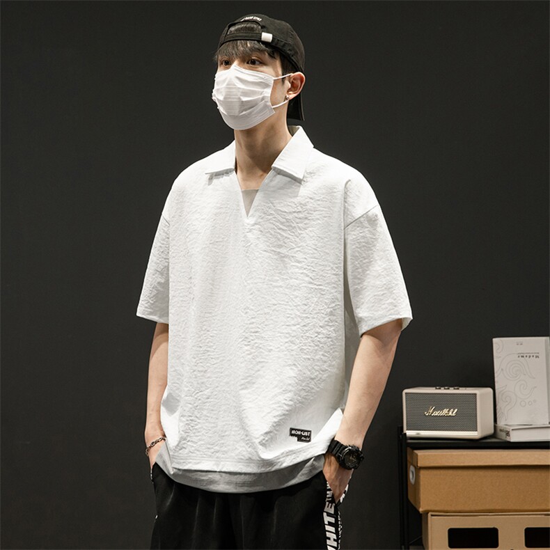冰氧仿棉短袖个性灰墙体恤休闲百搭纯色POLO衫男上衣TC3143-P35,男装T恤,星座717