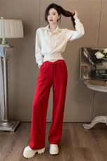 女秋季新款高级感休闲时尚套装减龄显瘦立领长袖外套阔腿裤两件套，女装套装/套裙，江南