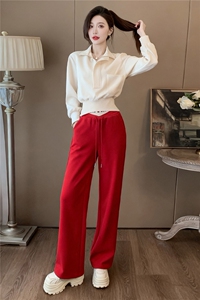 女秋季新款高级感休闲时尚套装减龄显瘦立领长袖外套阔腿裤两件套图片