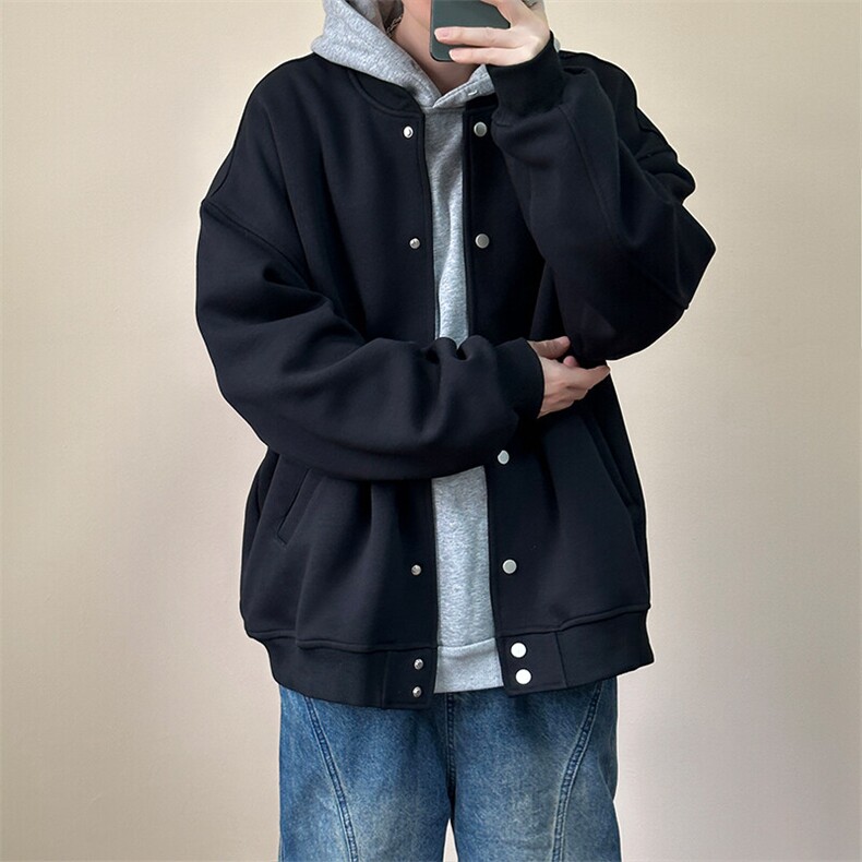 现货-2025春季新品百搭夹克男休闲纯色棒球服外套-AJ2414-P105，男装夹克，电商A351