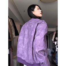 美式复古ins宽松棒球服外套秋冬新款百搭高级感PU皮机车夹克男女，男装夹克，星座506A
