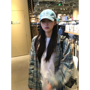 【有货】cleanfit美式复古蓝色格子衬衫长袖衬衣外套XC283LL-P40图片