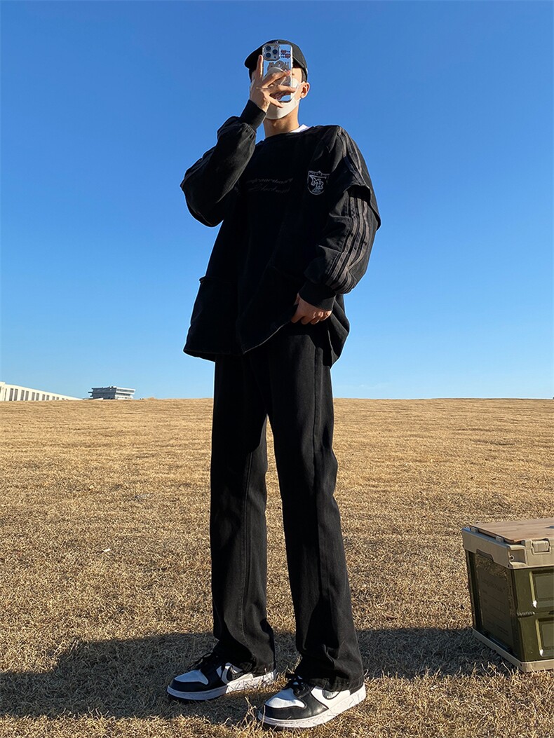2024春款修身微喇复古弹力牛仔裤715-6-BK01P50,男装牛仔裤,星座715-6