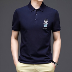 2023新款夏季男短袖POLO衫时尚翻领纯色T恤中年爸爸装半袖上衣P65，男装Polo衫，星座1105-3